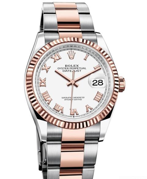 Replica Rolex Watch Women Oyster Perpetual Datejust 36 126231 - 72801 Everose Rolesor - White Dial